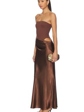 all the ways strapless cutout maxi dress